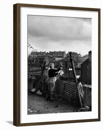 Woman Hanging Wash in a Dublin Slum-Tony Linck-Framed Photographic Print