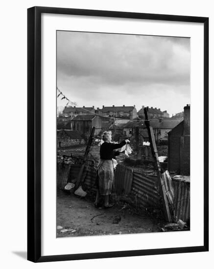 Woman Hanging Wash in a Dublin Slum-Tony Linck-Framed Photographic Print