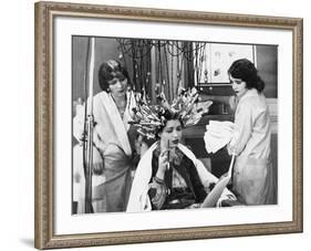 Woman Having Hair Done in Salon-null-Framed Photo