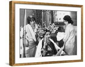 Woman Having Hair Done in Salon-null-Framed Photo