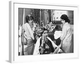 Woman Having Hair Done in Salon-null-Framed Photo