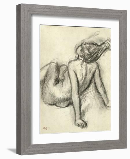 Woman Having Her Hair Styled (Charcoal on Paper)-Edgar Degas-Framed Giclee Print