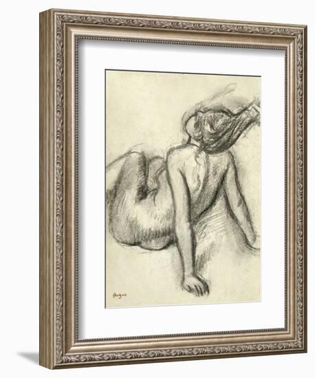 Woman Having Her Hair Styled (Charcoal on Paper)-Edgar Degas-Framed Giclee Print