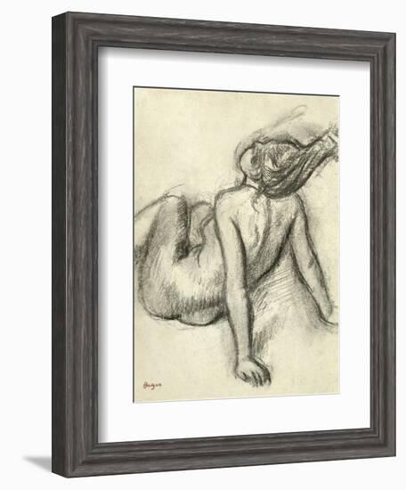 Woman Having Her Hair Styled (Charcoal on Paper)-Edgar Degas-Framed Giclee Print