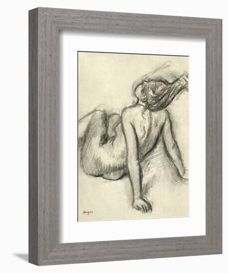 Woman Having Her Hair Styled (Charcoal on Paper)-Edgar Degas-Framed Giclee Print