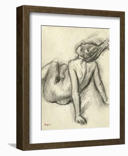 Woman Having Her Hair Styled (Charcoal on Paper)-Edgar Degas-Framed Giclee Print