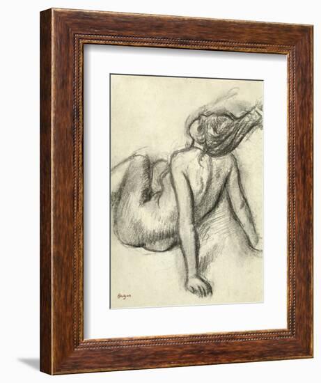 Woman Having Her Hair Styled (Charcoal on Paper)-Edgar Degas-Framed Giclee Print