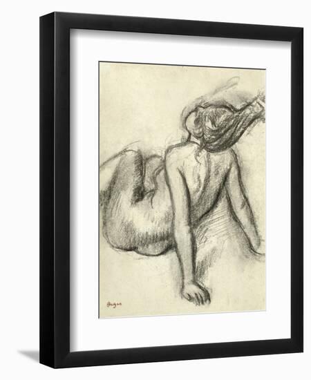 Woman Having Her Hair Styled (Charcoal on Paper)-Edgar Degas-Framed Giclee Print