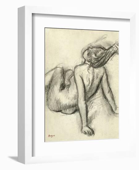 Woman Having Her Hair Styled (Charcoal on Paper)-Edgar Degas-Framed Giclee Print