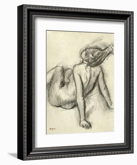 Woman Having Her Hair Styled (Charcoal on Paper)-Edgar Degas-Framed Giclee Print