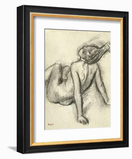 Woman Having Her Hair Styled (Charcoal on Paper)-Edgar Degas-Framed Giclee Print