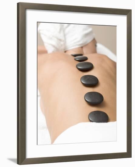 Woman Having Lastone Therapy (Healing Therapy Using Stones)-null-Framed Photographic Print