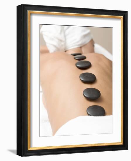 Woman Having Lastone Therapy (Healing Therapy Using Stones)-null-Framed Photographic Print