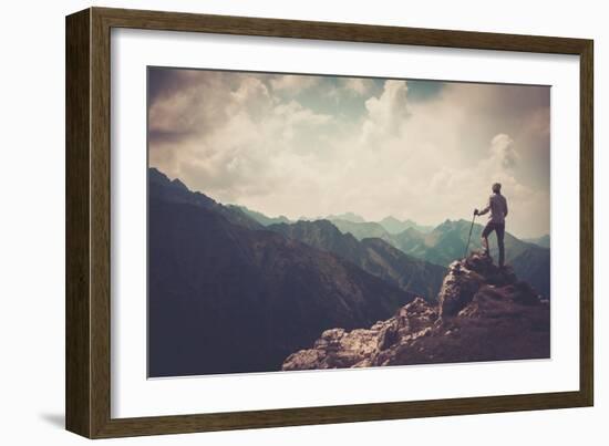 Woman Hiker on a Top of a Mountain-NejroN Photo-Framed Photographic Print