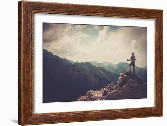 Woman Hiker on a Top of a Mountain-NejroN Photo-Framed Photographic Print