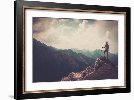 Woman Hiker on a Top of a Mountain-NejroN Photo-Framed Photographic Print