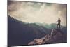 Woman Hiker on a Top of a Mountain-NejroN Photo-Mounted Photographic Print