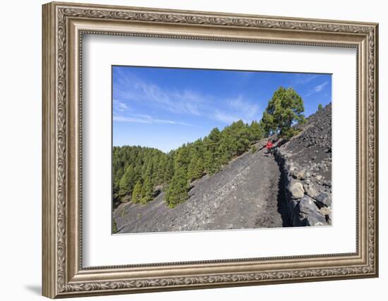 Woman Hiking in the Volcano Landscape of the Nature Reserve Cumbre Vieja, La Palma, Spain-Gerhard Wild-Framed Photographic Print