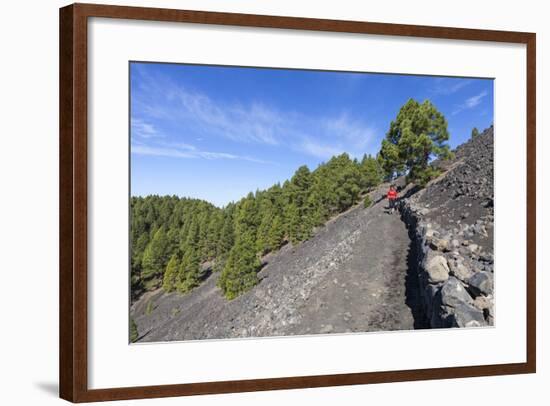 Woman Hiking in the Volcano Landscape of the Nature Reserve Cumbre Vieja, La Palma, Spain-Gerhard Wild-Framed Photographic Print