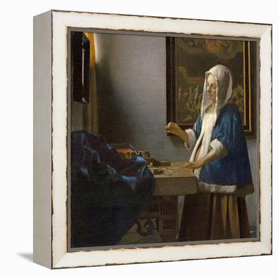 Woman Holding a Balance, C.1664-Johannes Vermeer-Framed Premier Image Canvas