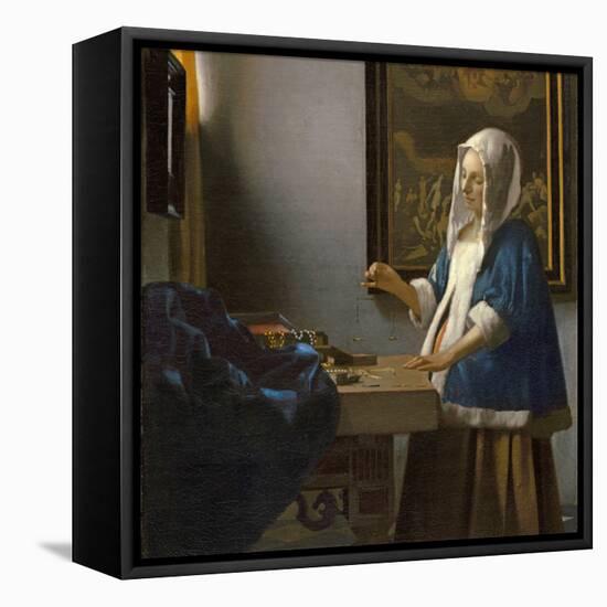 Woman Holding a Balance, C.1664-Johannes Vermeer-Framed Premier Image Canvas