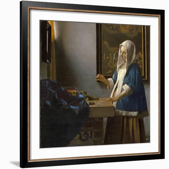 Woman Holding a Balance, C.1664-Johannes Vermeer-Framed Giclee Print