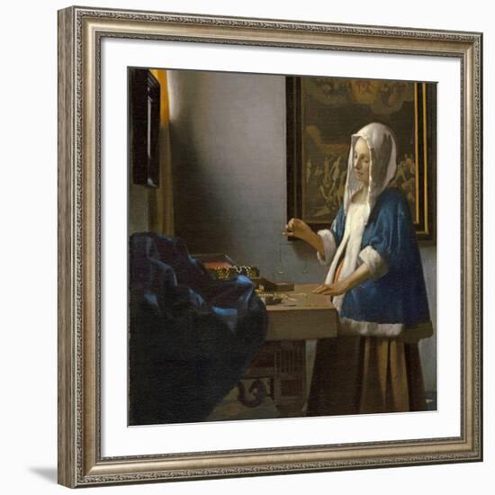 Woman Holding a Balance, C.1664-Johannes Vermeer-Framed Giclee Print