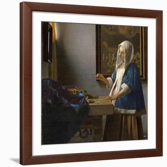 Woman Holding a Balance, C.1664-Johannes Vermeer-Framed Giclee Print