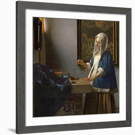 Woman Holding a Balance, C.1664-Johannes Vermeer-Framed Giclee Print