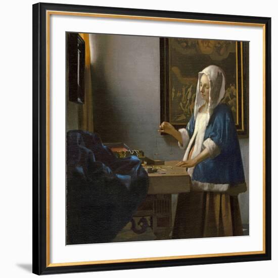 Woman Holding a Balance, C.1664-Johannes Vermeer-Framed Giclee Print