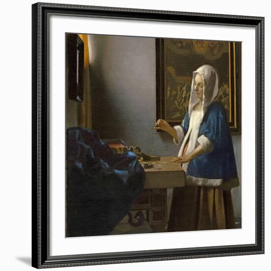 Woman Holding a Balance, C.1664-Johannes Vermeer-Framed Giclee Print