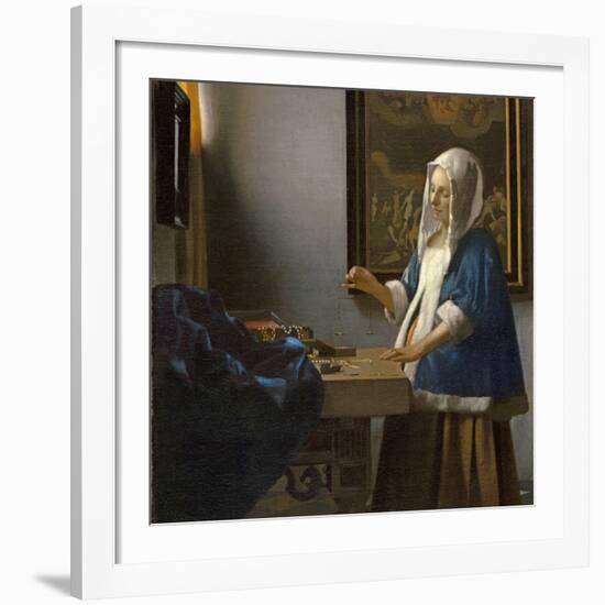 Woman Holding a Balance, C.1664-Johannes Vermeer-Framed Giclee Print