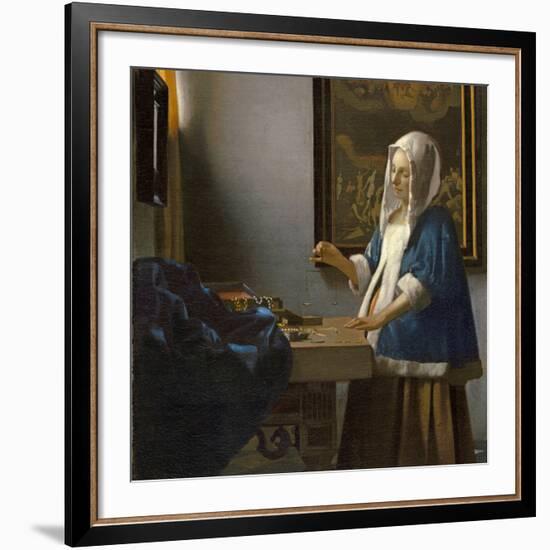 Woman Holding a Balance, C.1664-Johannes Vermeer-Framed Giclee Print