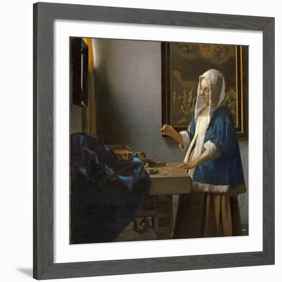 Woman Holding a Balance, C.1664-Johannes Vermeer-Framed Giclee Print