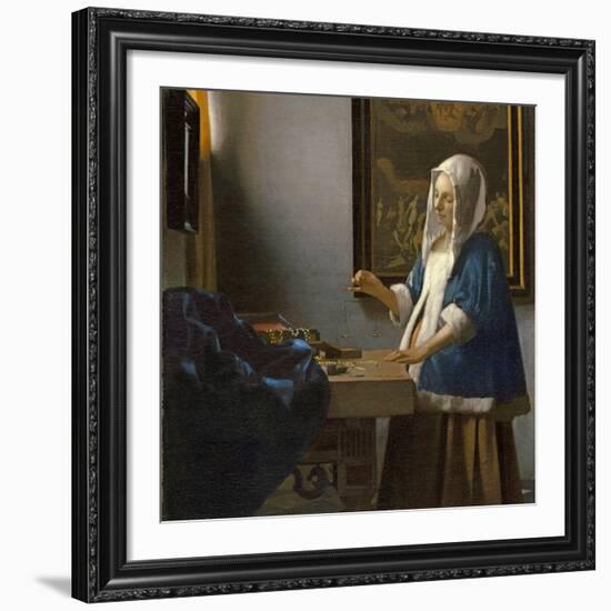 Woman Holding a Balance, C.1664-Johannes Vermeer-Framed Giclee Print