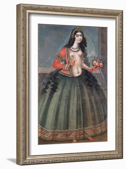 Woman Holding a Bunch of Roses, Mid of the 19th C-null-Framed Giclee Print