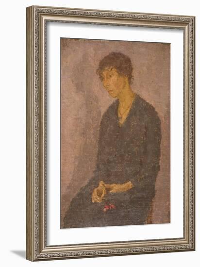 Woman Holding a Flower (Chloe Boughton-Leigh), 1908-1922 (Oil on Canvas)-Gwen John-Framed Giclee Print