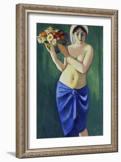 Woman Holding a Jardiniere, 1910-Auguste Macke-Framed Giclee Print