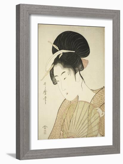 Woman Holding a Round Fan, C.1797-Kitagawa Utamaro-Framed Giclee Print