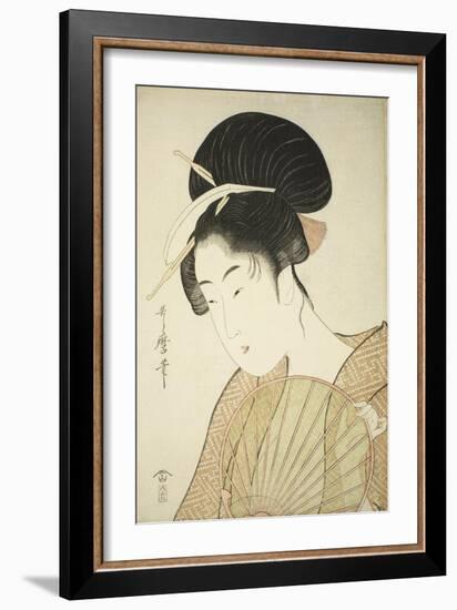 Woman Holding a Round Fan, C.1797-Kitagawa Utamaro-Framed Giclee Print