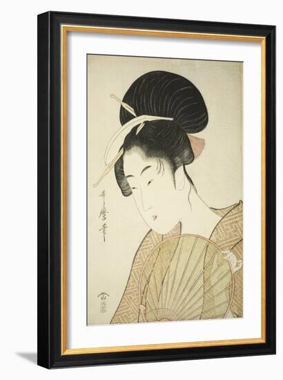 Woman Holding a Round Fan, C.1797-Kitagawa Utamaro-Framed Giclee Print