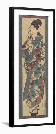 Woman Holding a Towel, 1843-1847-Utagawa Kunisada-Framed Giclee Print