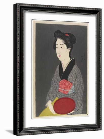 Woman Holding a Tray, 1920-Goyo Hashiguchi-Framed Giclee Print