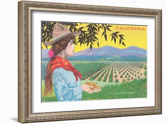 Woman Holding Almonds, California-null-Framed Art Print