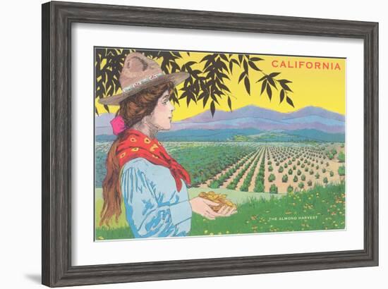 Woman Holding Almonds, California-null-Framed Art Print