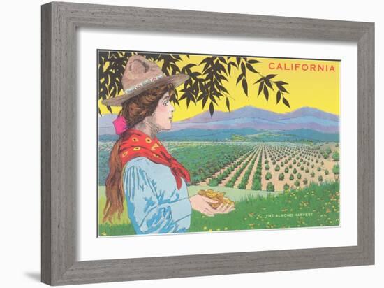 Woman Holding Almonds, California-null-Framed Art Print