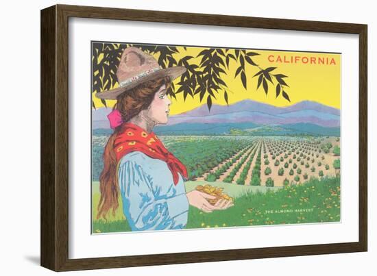 Woman Holding Almonds, California-null-Framed Art Print