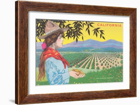 Woman Holding Almonds, California-null-Framed Art Print