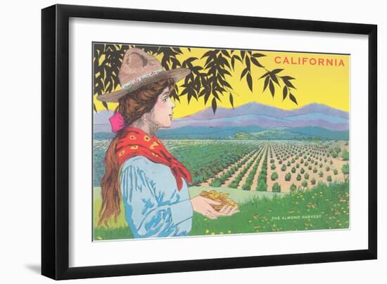 Woman Holding Almonds, California--Framed Art Print