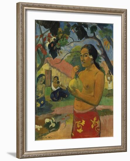 Woman, Holding Fruit (Where Do You Go?), 1893-Paul Gauguin-Framed Giclee Print